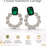 Home Emerald Green Crystal Statement Earrings for Women | Party Wear Luxury Hoop Drop Earrings