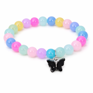 pastel beaded butterfly charm bracelet