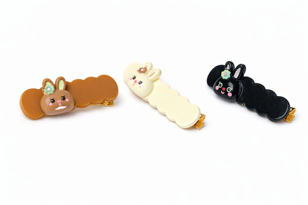cute bunny cartoon hair clips – set of 4