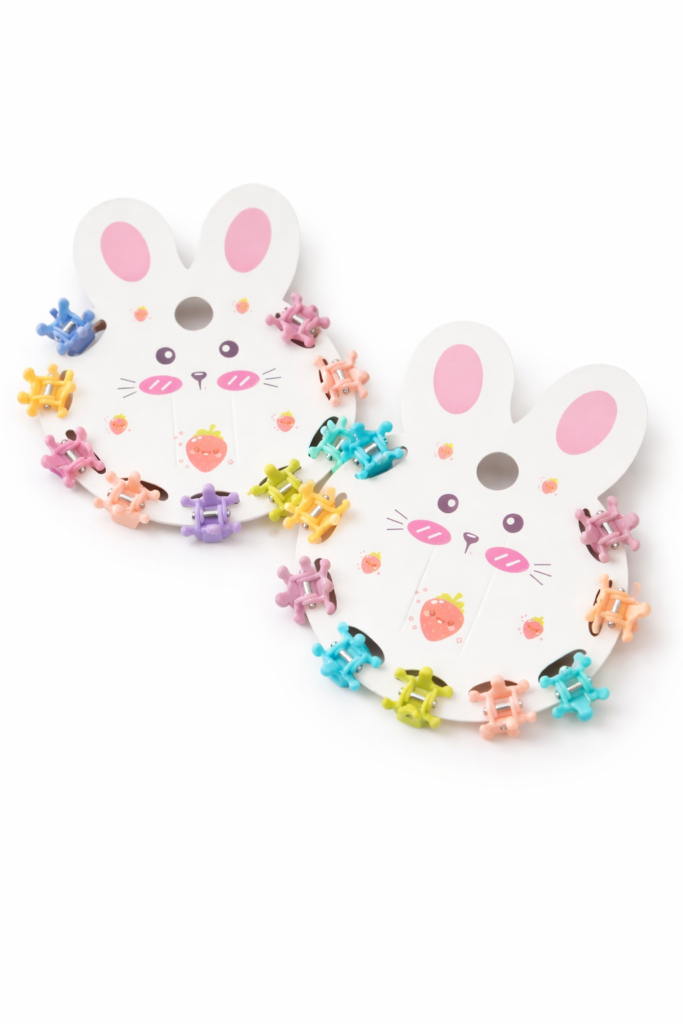 cute bunny mini hair claw clips set – multicolor pack