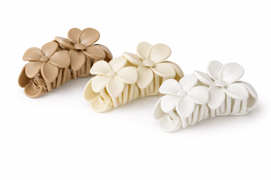 elegant matte floral hair claw clips – soft neutral shades