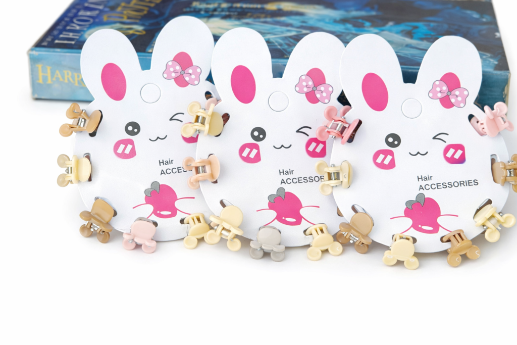 cute bunny mini hair clips set – cartoon design (multicolor)