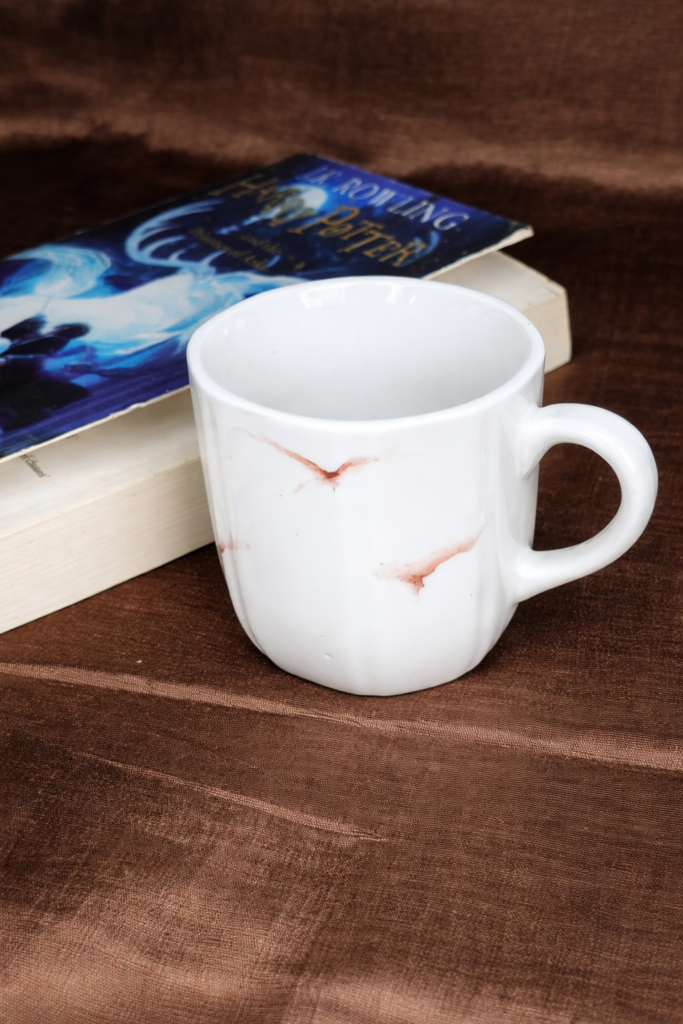 minimalist white marble ceramic coffee mug