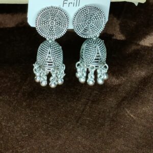 Traditional Oxidized Silver Dome Jhumka Earrings