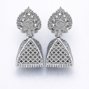 Elegant Oxidized Silver Jhumka Earrings